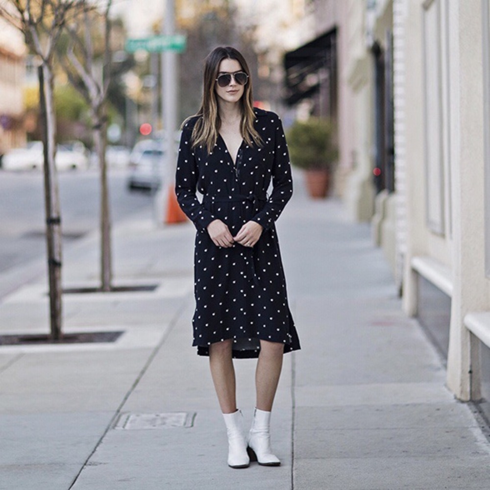 Ann Taylor Tall Double Dot Long Sleeve Shirtdress
